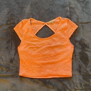 Peach open back crop top